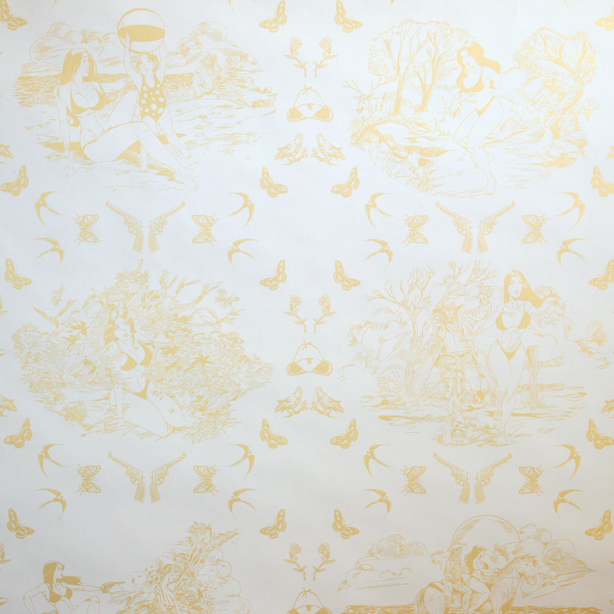 Sassy Toile in Pearl Gold on Ivory