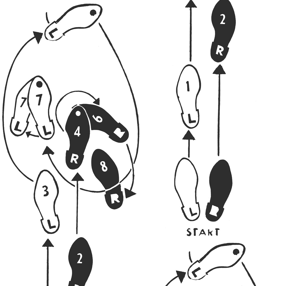 Dance Diagram in Black and White