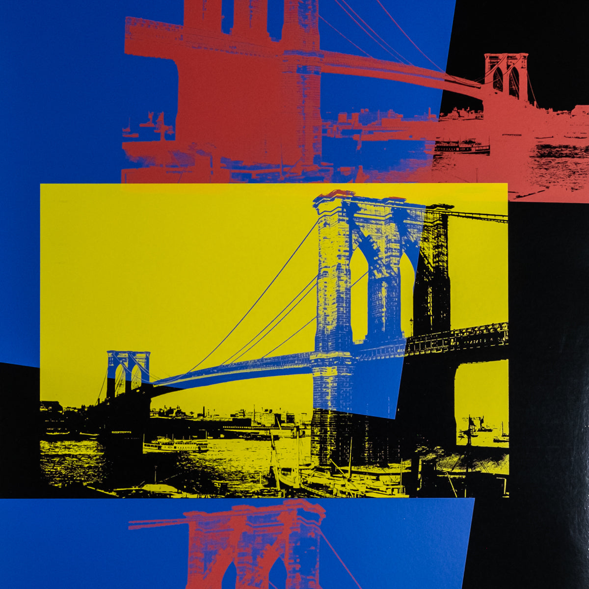 Warhol Brooklyn Bridge in Piet Primary on Black