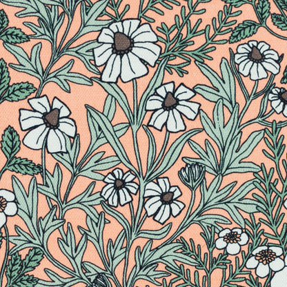 Feverfew in Coral Textile