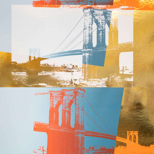 Warhol Brooklyn Bridge in Fuhgedabouddit on Bright Gold