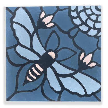 Bee and Skep in Cornflower Tile