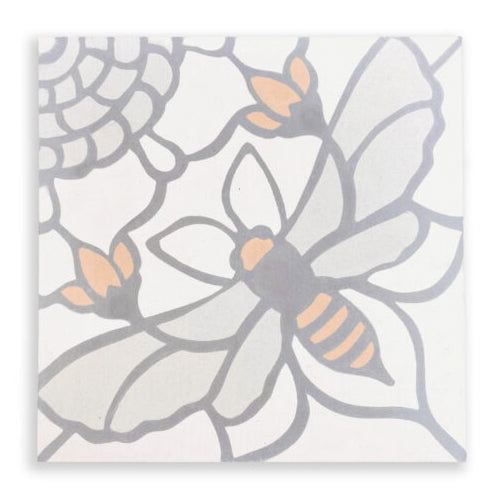 Bee and Skep in Snowdrop Tile