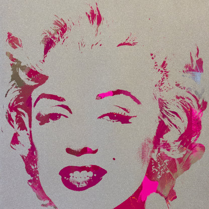 Marilyn Monoprint in Diamond Dust Hot Pink on Chrome