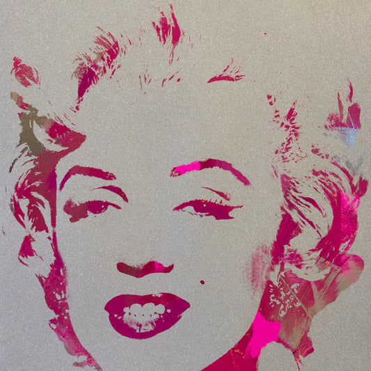 Marilyn Monoprint in Diamond Dust Hot Pink on Chrome