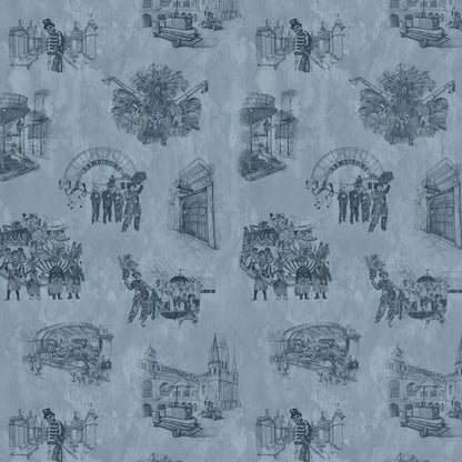 New Orleans Toile: Backstreets in Indigo