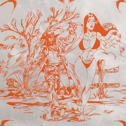 Sassy Toile in Sweet Potato on Silver