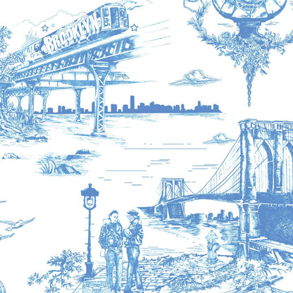 Brooklyn Toile in Porcelain Blue