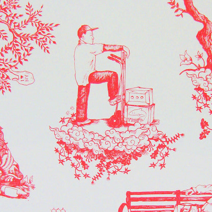 Chinatown Toile in Soft Red on Ivory