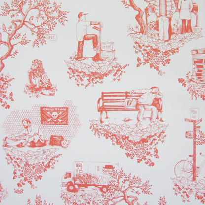 Chinatown Toile in Soft Red on Ivory