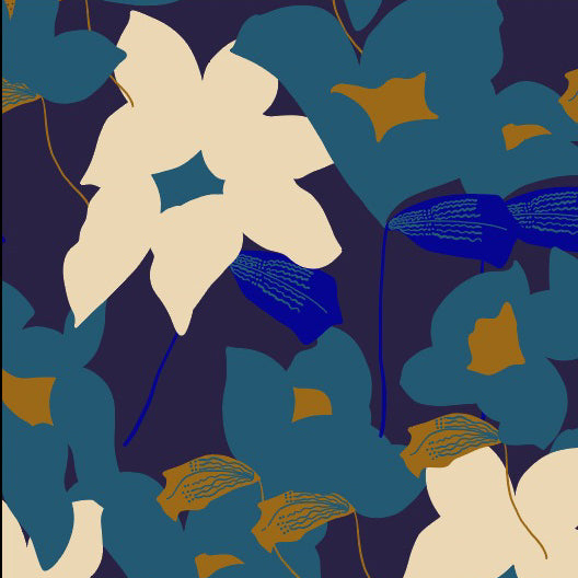 Moonflower in Blue Textile