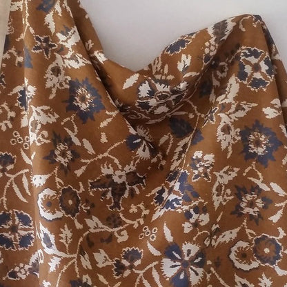 Hana in Caramel-Navy Textile